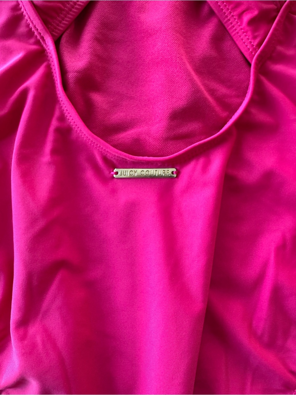 Juicy Couture Fuchsia Pink Grommet One-Piece Cross Back Swimsuit Sz Large - Picture 6 of 11